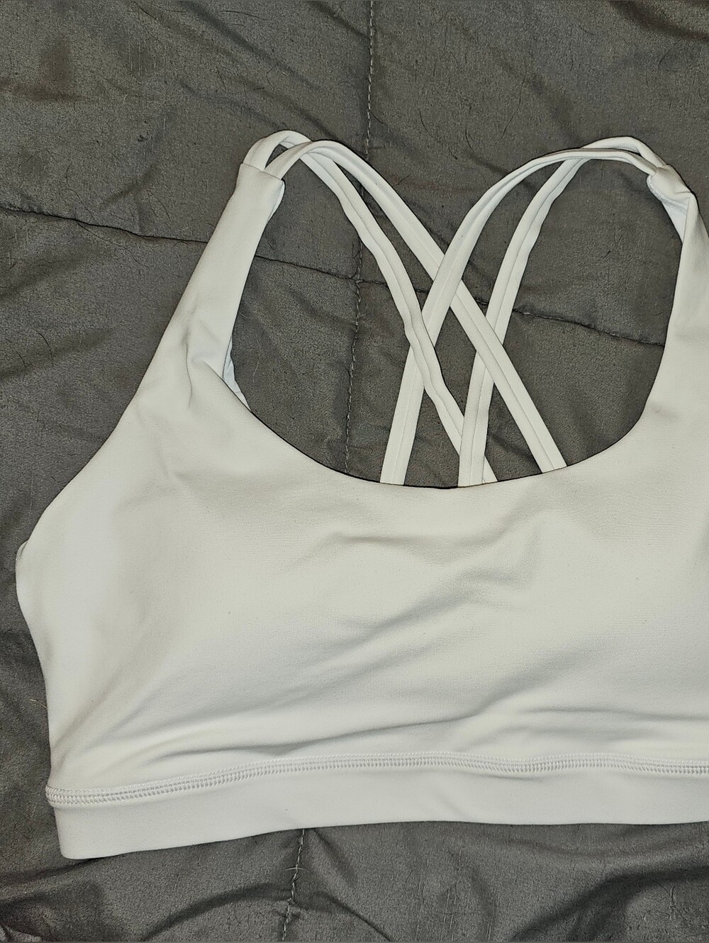 Women’s White Strappy Sports Bra